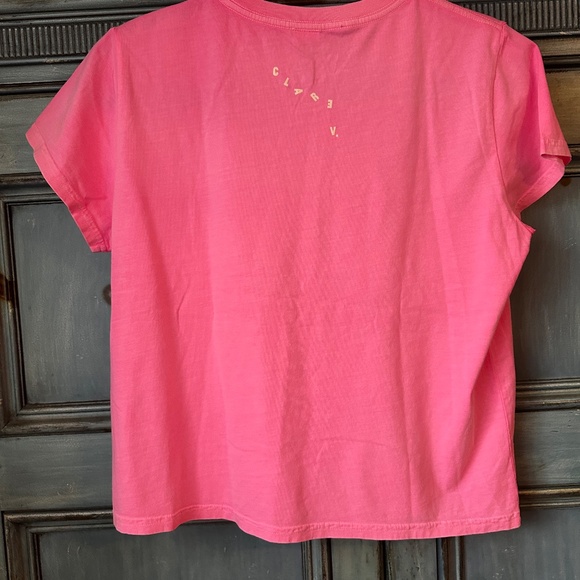 Clare V Classic CIAO Tee in Neon Pink/Poppy Block Size M - Picture 7 of 7